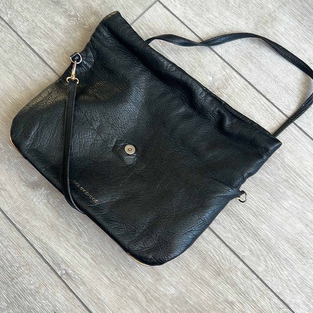 See by Chloe black pebbled leather fold over cross body purse - Picture 10 of 10
